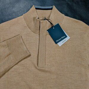 $258 Mizzen + Main Men's  2XL Beige Wool Preston Quarter Zip Sweater Pullover